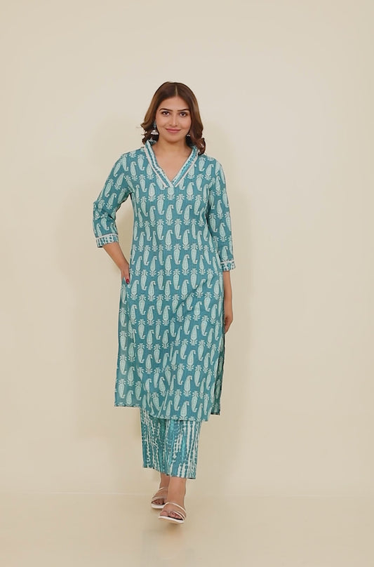 Kantha Cotton Paisley Kurta