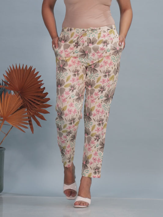 Linen Cotton Floral Pant