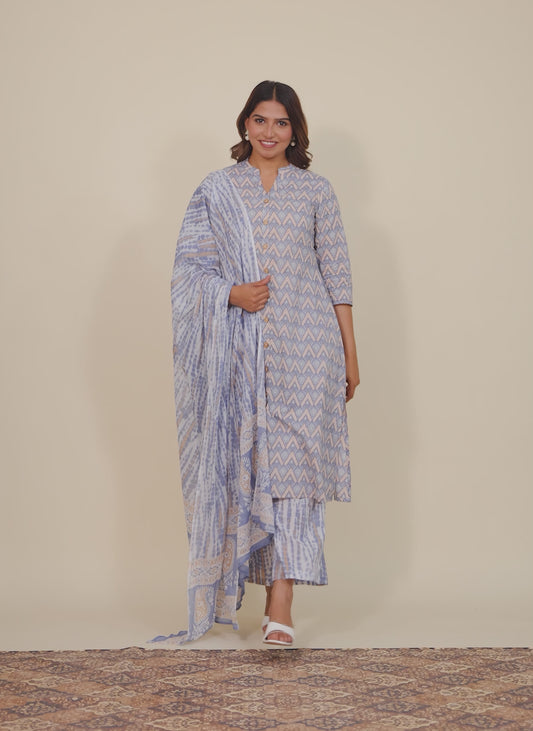 Soft Cotton Geometric Kurta