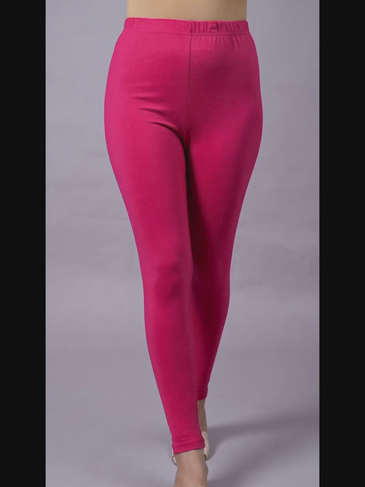 Knit Solid Fuchsia Leggings