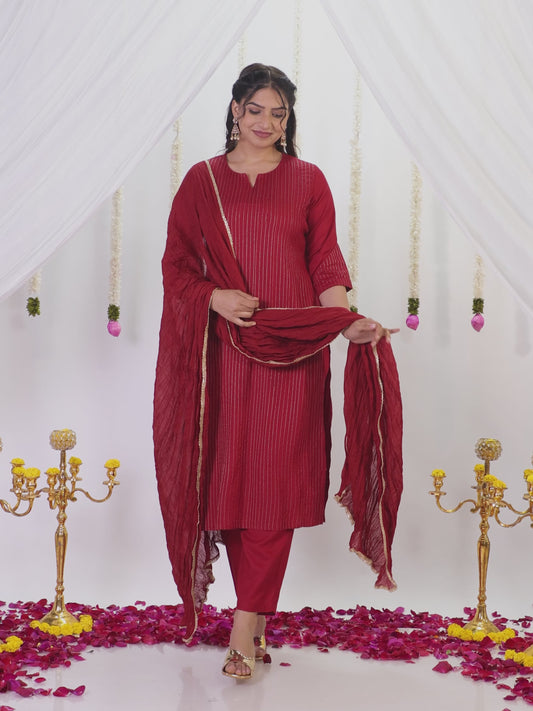 Viscose Solid Straight Maroon Kurta