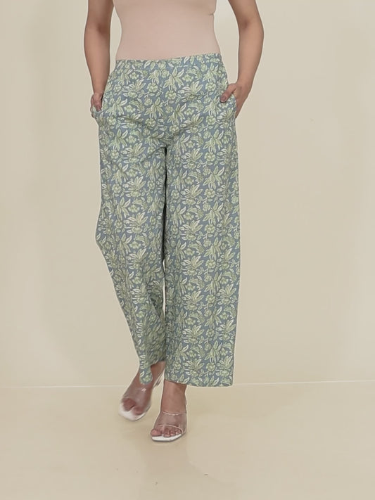 Soft Cotton Floral Blue Palazzo