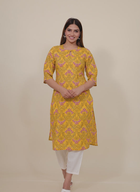 Soft Cotton Floral Kurta