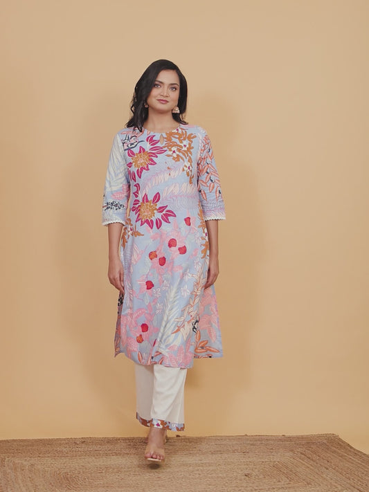 Soft Cotton Floral Kurta