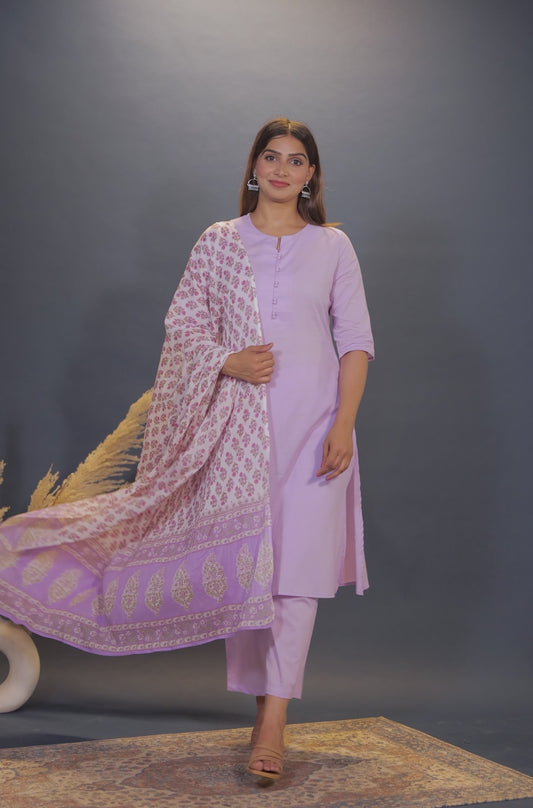 Soft Cotton Solid A-line Pink Kurta
