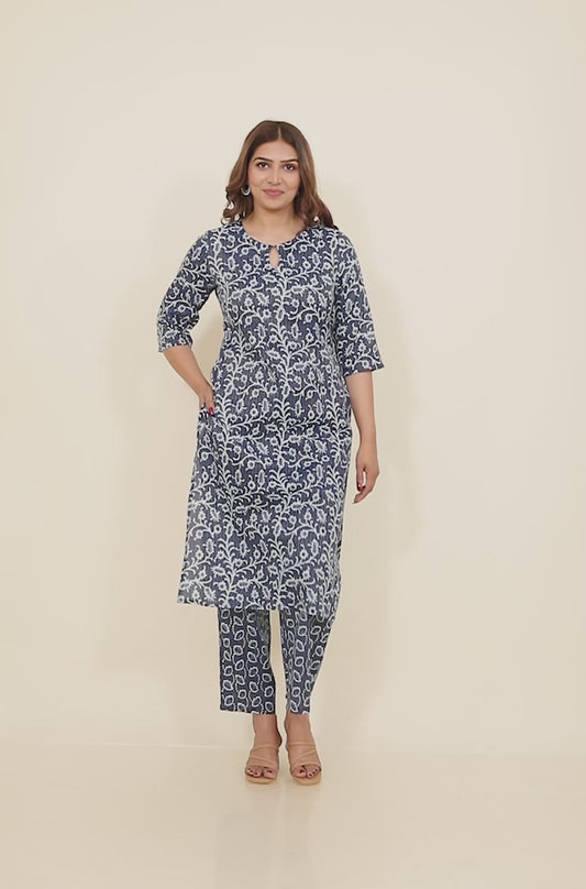 Kantha Cotton Floral Kurta