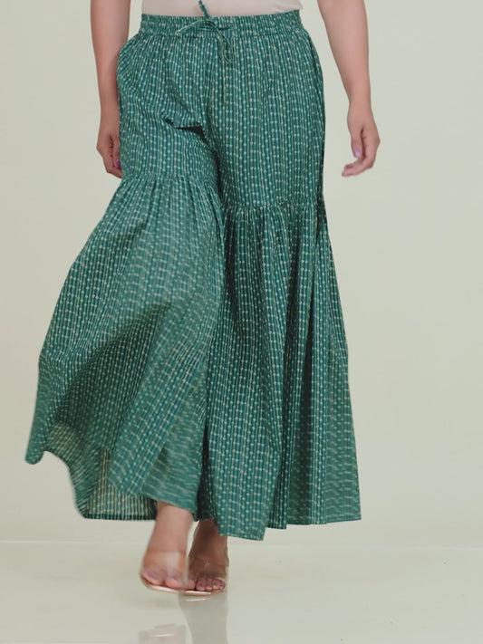 Soft Cotton Striped Teal Sharara