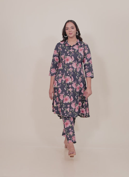 Kantha Cotton Floral Kurta