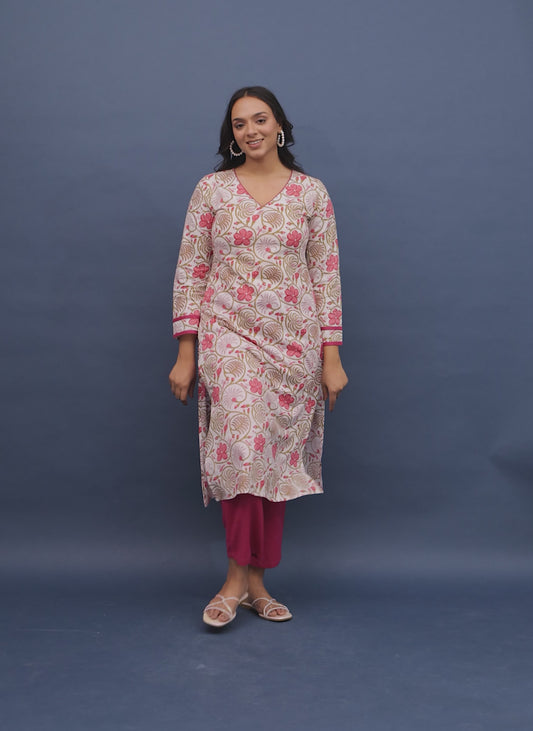 Soft Cotton Floral Kurta