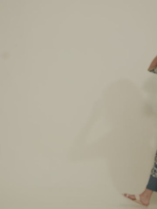 Soft Cotton Floral Straight Grey Kurta