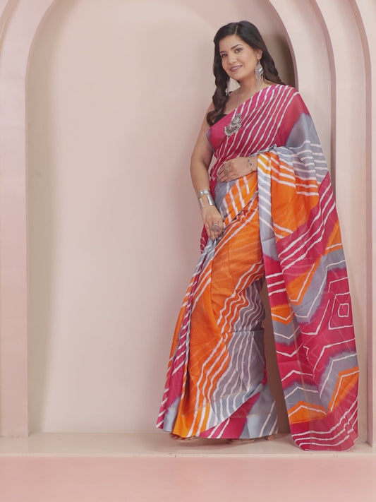 Kota Doria Leheriya Multicolor Saree