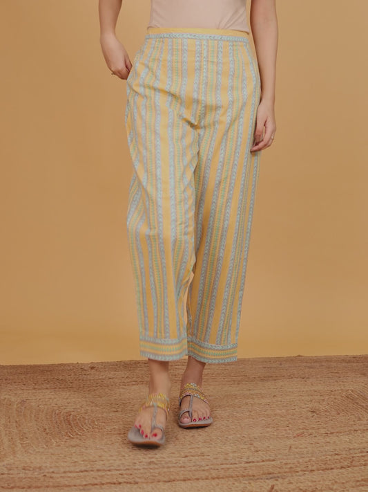 Soft Cotton Striped Crop Pant