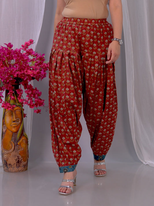 Soft Cotton Floral Red Salwar