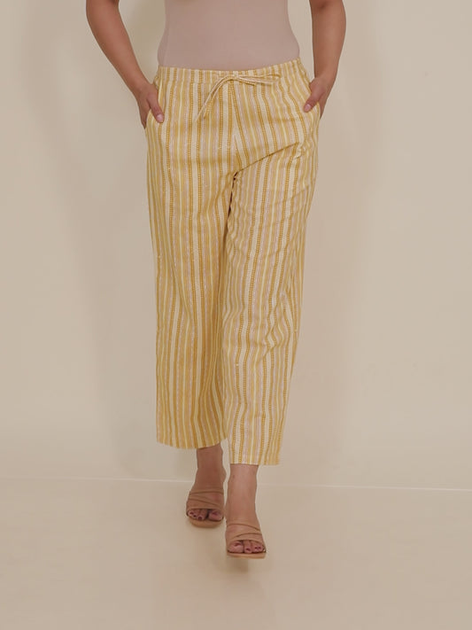 Linen Cotton Striped Pant