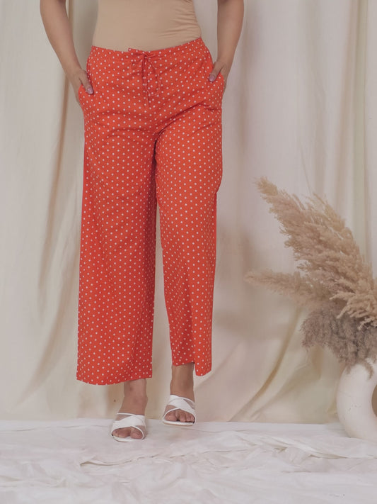 Soft Cotton Bandhani Orange Flared Trousers