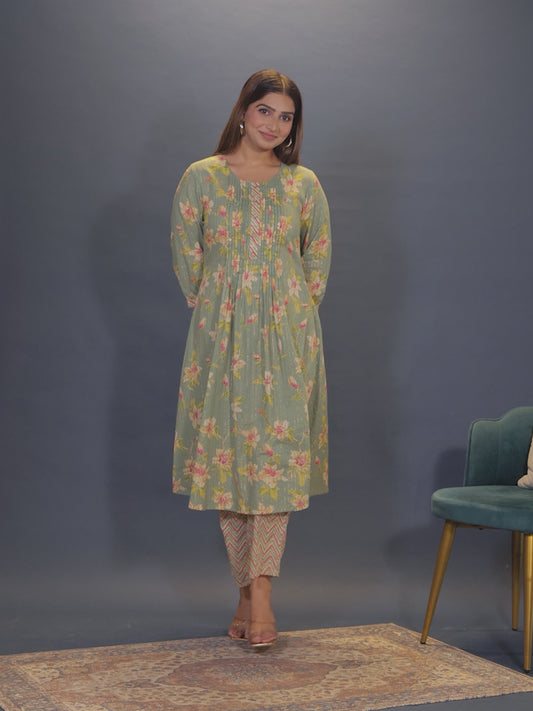 Lurex Cotton Floral Kurta