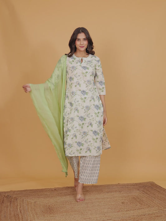 Soft Cotton Floral Kurta