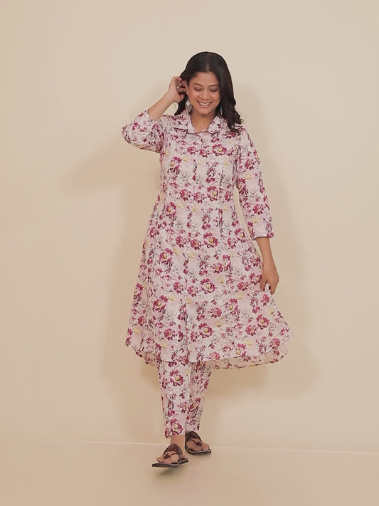 Lurex Cotton Floral Kurta