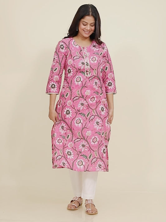 Soft Cotton Floral Kurta