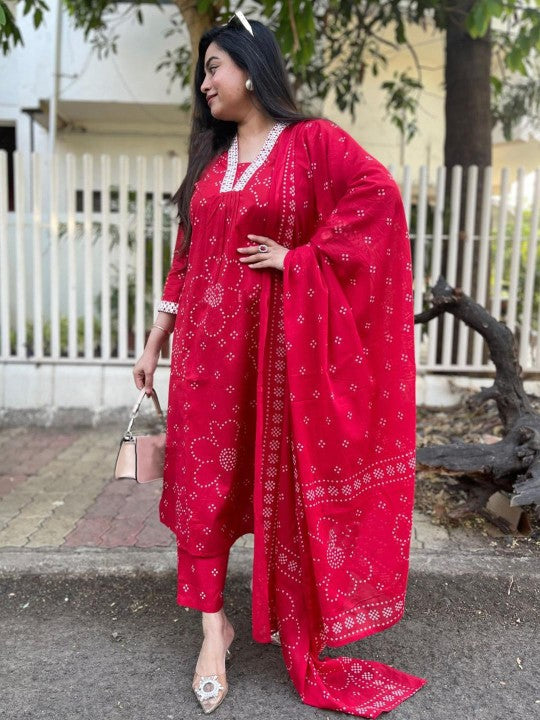 Aaghnya Women Viscose Rayon Kurta & Trousers With Dupatta
