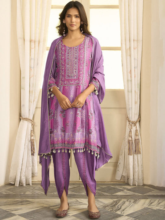 Anouk Women Ethnic Motifs Embroidered Silk Anarkali Fusion Kurta with Dhoti Pants & Dupatta