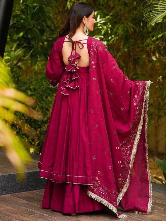 Idaho Clothing Women Solid Anarkali Kurta with Palazzos & Dupatta