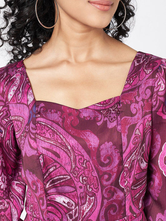 Honey by Pantaloons Printed A-Line Midi Dress