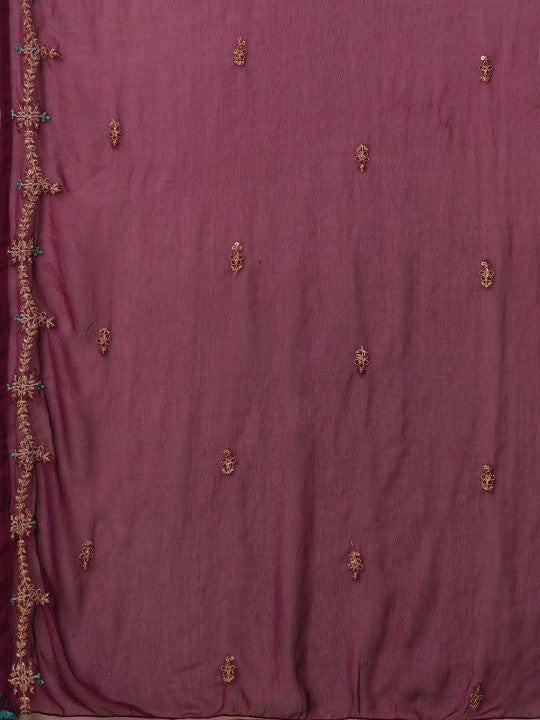 FASHOR Notch-Neck Floral Embroidered Straight Kurta
