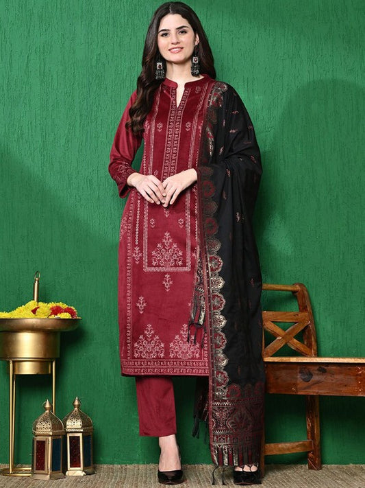 Floral Printed Winter Velvet Kurta