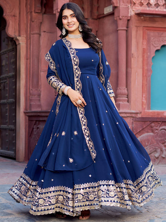 all about you Women Ethnic Motifs Embroidered Anarkali Kurta with Trousers & Dupatta