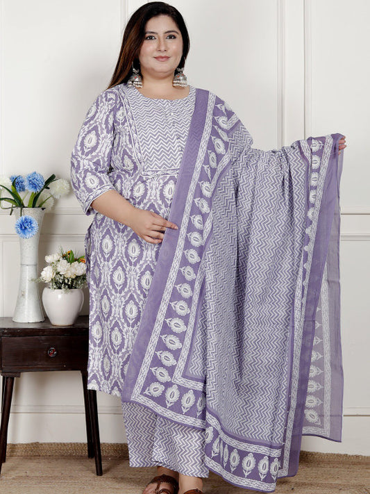 Swasti Women Printed Pure Cotton Kurta Sets With Dupatta