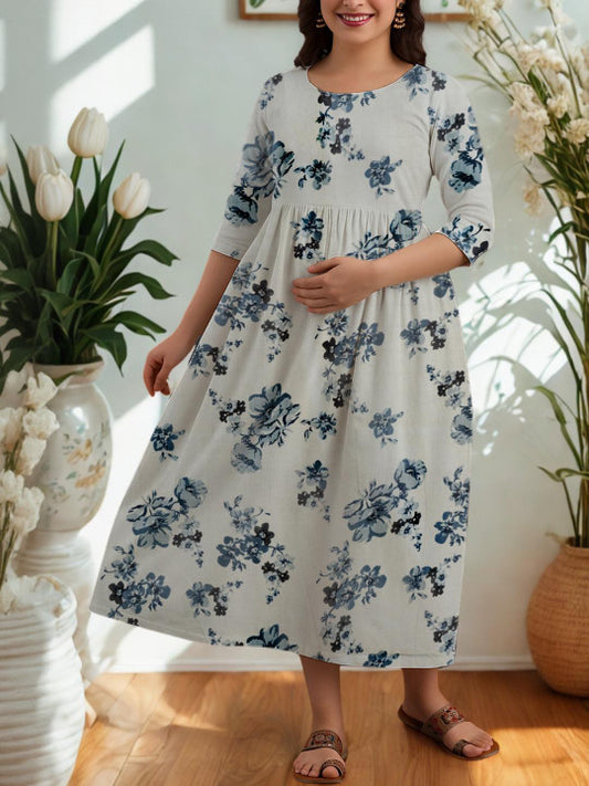 Vaidiki Women Maternity Floral Flared Ethnic Dress
