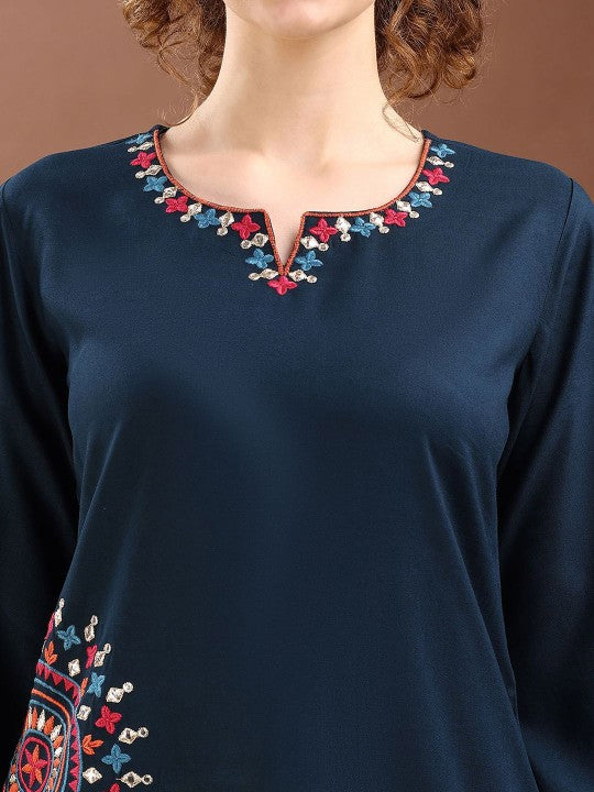 Tikhi Imli Embroidered Round Neck Kurta With Trousers Co-Ords