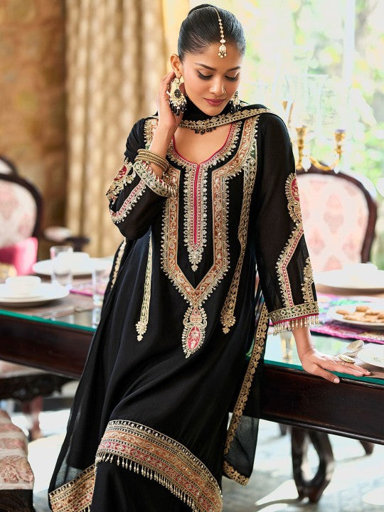 Indo Era Embroidered Mirror Work Straight Kurta