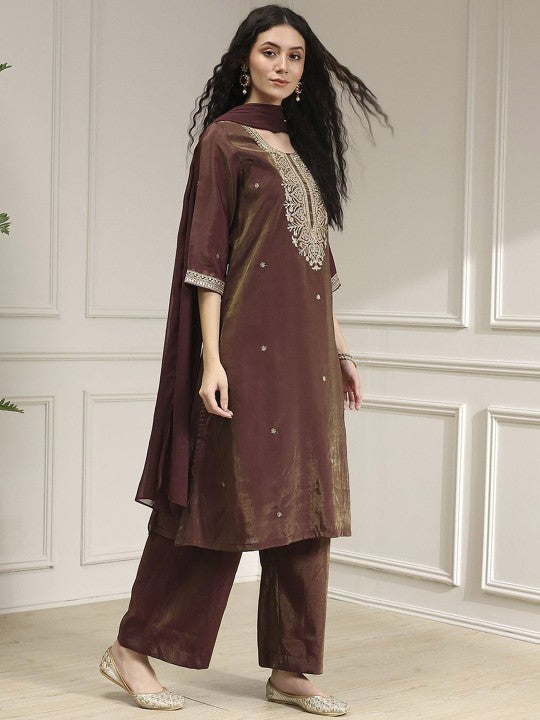 Biba Women Ethnic Motifs Printed Kurta with Palazzo & Dupatta