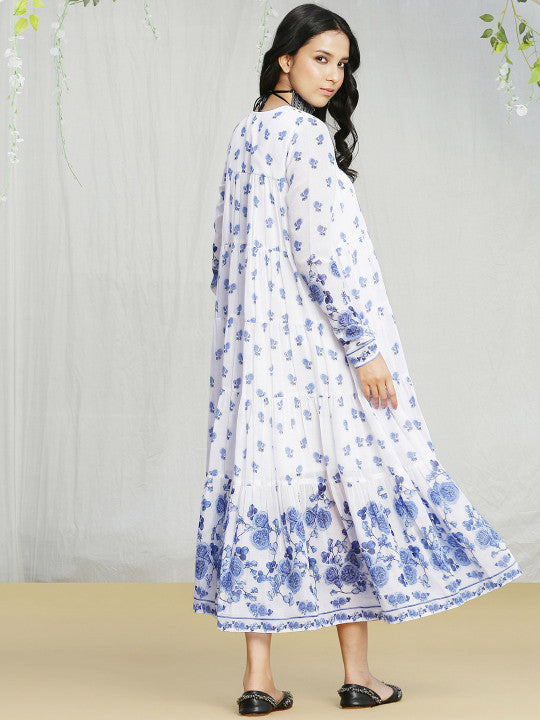 Printed Cotton Tiered Maxi Dress
