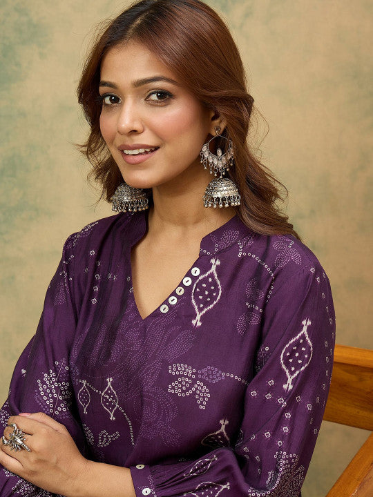 Varanga Women Bandhani Printed Kurta with Trousers