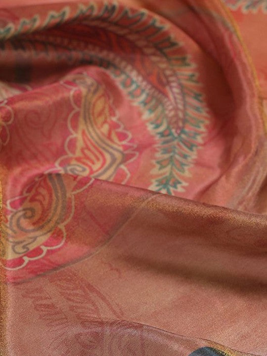 Floral Printed V-Neck Beads And Stones Straight Kurta With Trousers And Dupatta