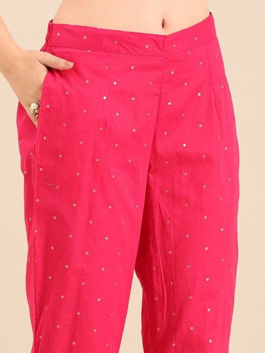 Anouk Women Floral Embroidered Regular Pure Cotton Kurta with Trousers & With Dupatta