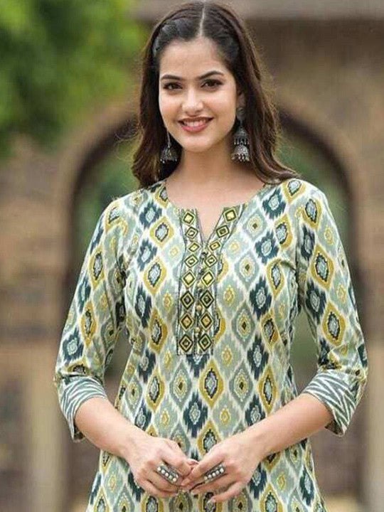 ASCIIBLUES Women Printed Regular Kurta with Trousers & With Dupatta