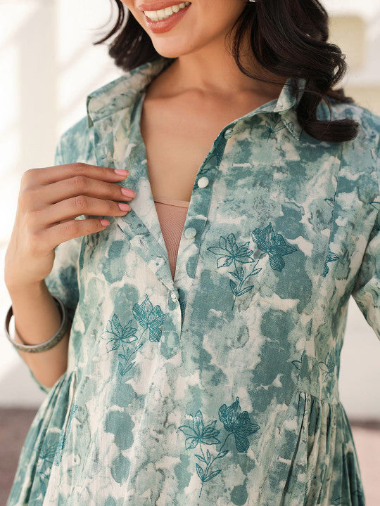 Printed Pure Cotton A-line Maternity Ethnic Dress