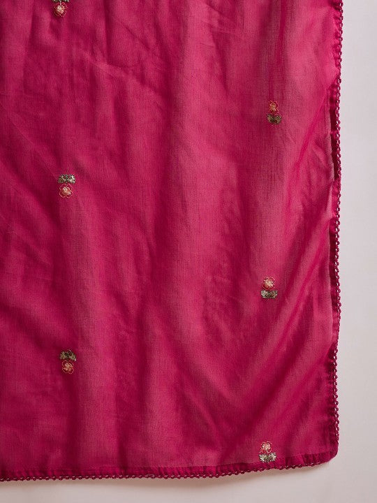 CHETI Women Floral Embroidered A-Line Kurta with Trousers & Dupatta