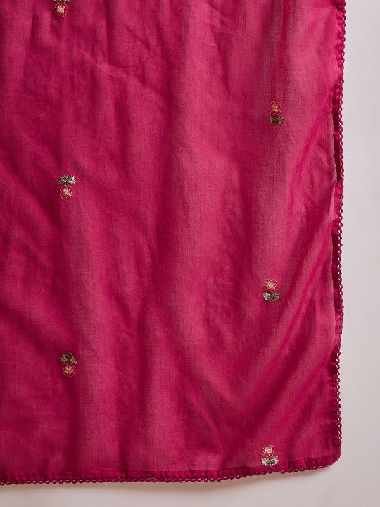 CHETI Women Floral Embroidered A-Line Kurta with Trousers & Dupatta