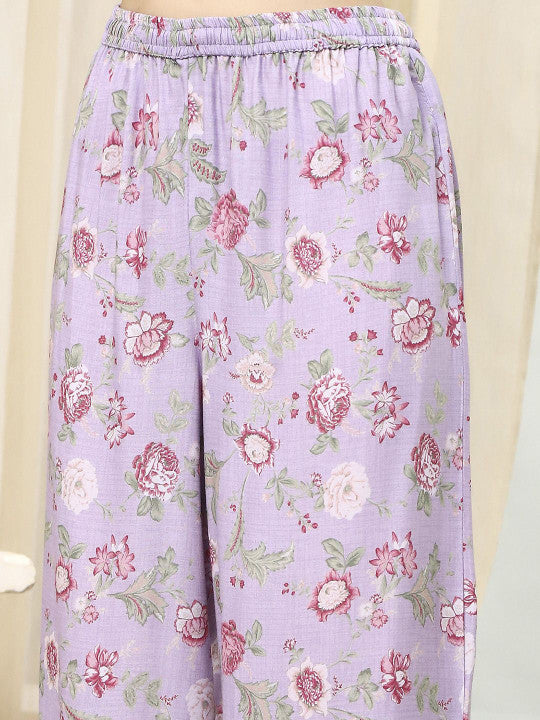 Biba Women Floral Printed Regular Kurta with Palazzos & With Dupatta