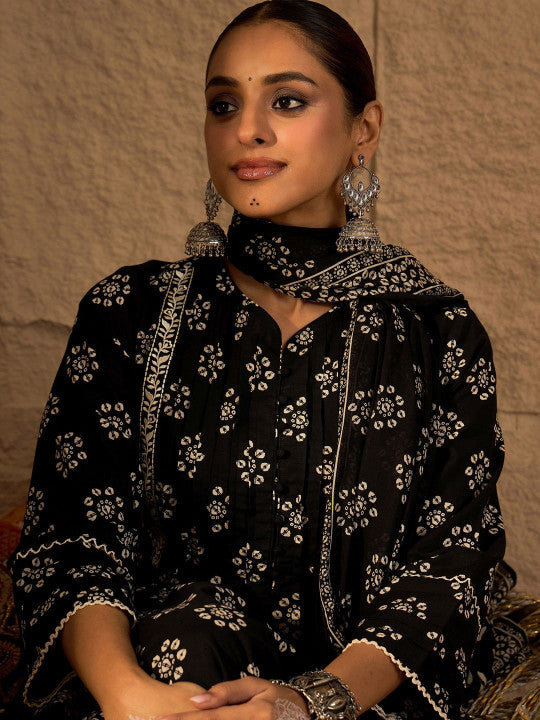 Indo Era Women Ethnic Motifs Printed Pure Cotton Kurta with Trouser & Dupatta