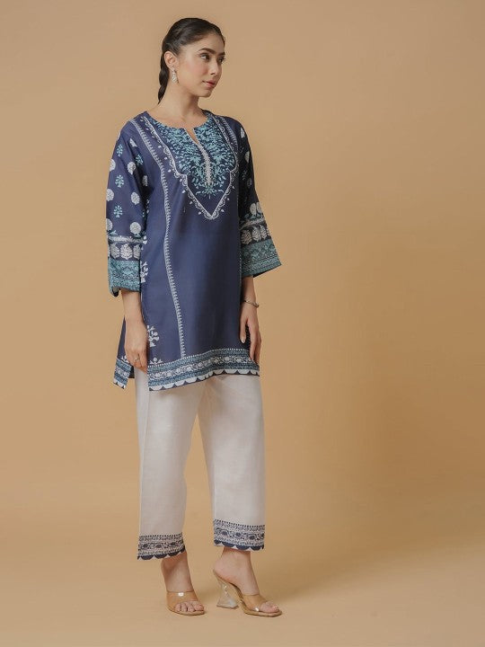HOUSE OF KARI Printed Round Neck Cotton Top With Trousers Co-Ords