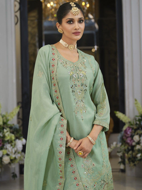 AUTUMN LANE Women Tansu Fern Full Work Heavy Gharara Set