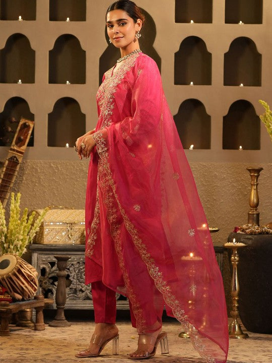 Indo Era Women Ethnic Motifs Embroidered Regular Sequinned Kurta with Trousers & Dupatta