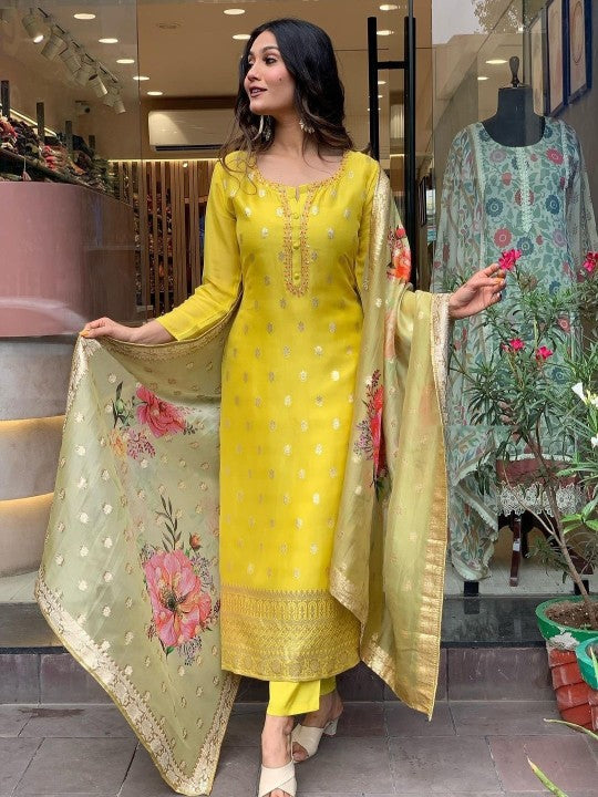 HERE&NOW Ethnic Woven Design Regular Straight Kurta