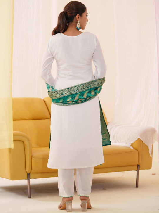 Suha Women Embroidered Kurta with Trousers & Dupatta